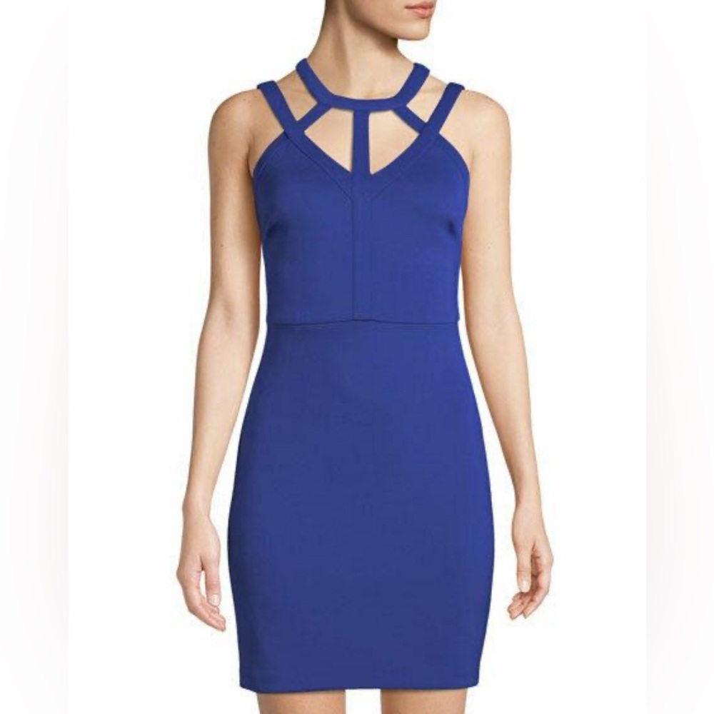 Guess Women's Blue Caged Scuba Bodycon Dress